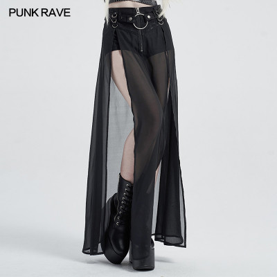 Punk Rave Black Mesh Skirt Shorts