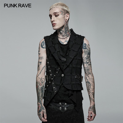 Punk Rave Asymmetric Distressed Vest