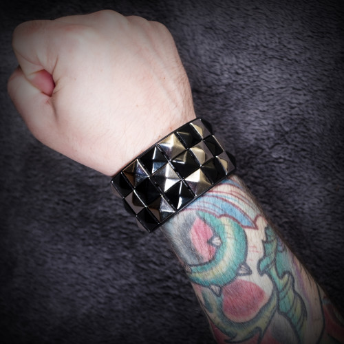 Silver and Black Checkered Wristband